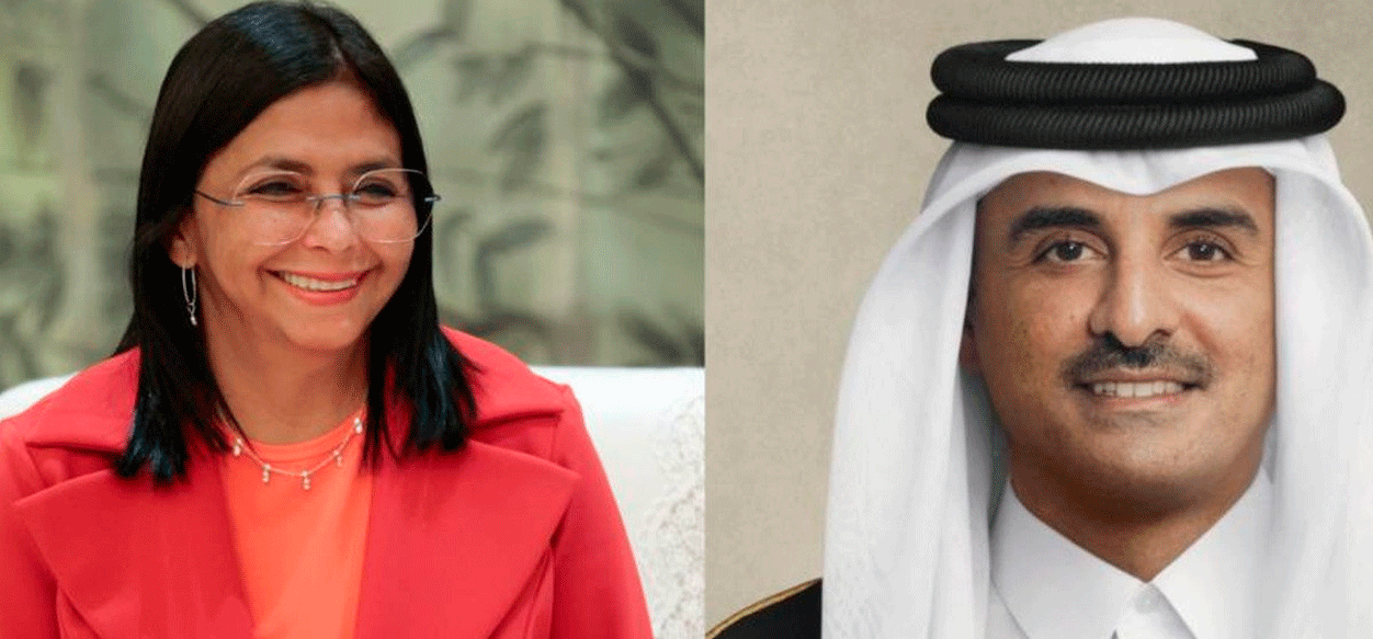 Delcy Rodríguez sostuvo llamada telefónica con el Emir de Qatar para promover la paz regional