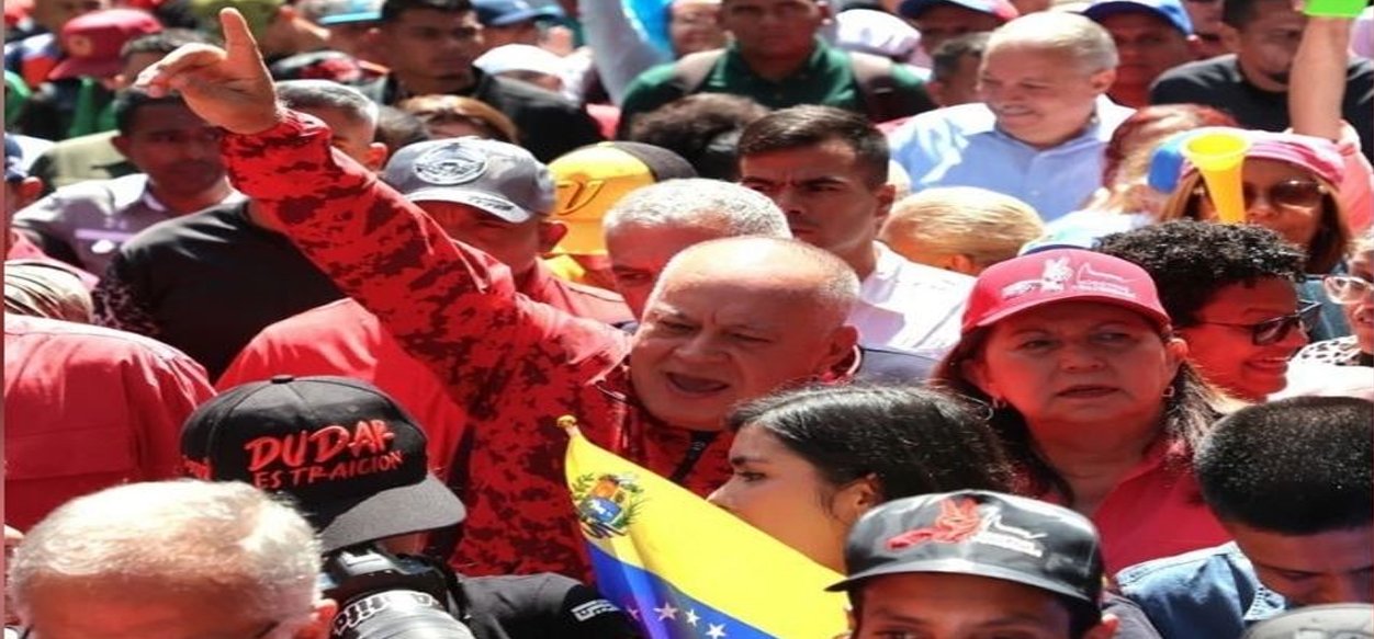 Diosdado Cabello encabeza movilización en Caracas para exigir levantamiento de sanciones