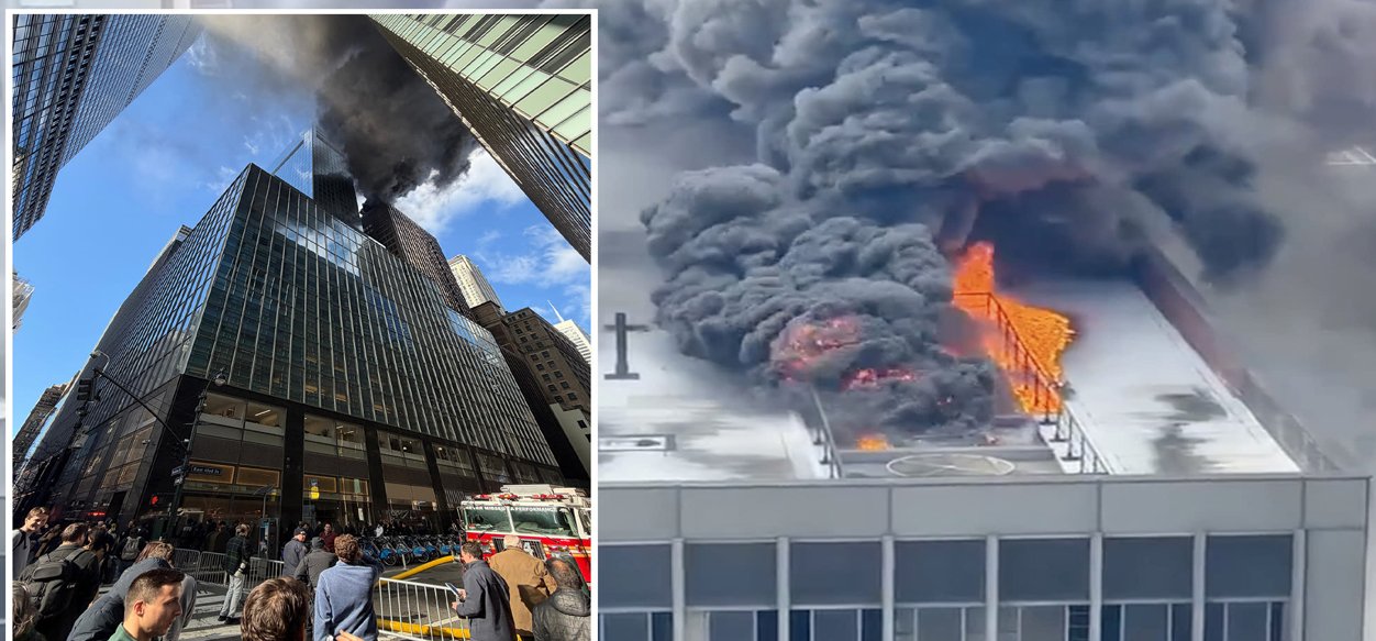Un incendio masivo arrasa un rascacielos en Midtown, Nueva York