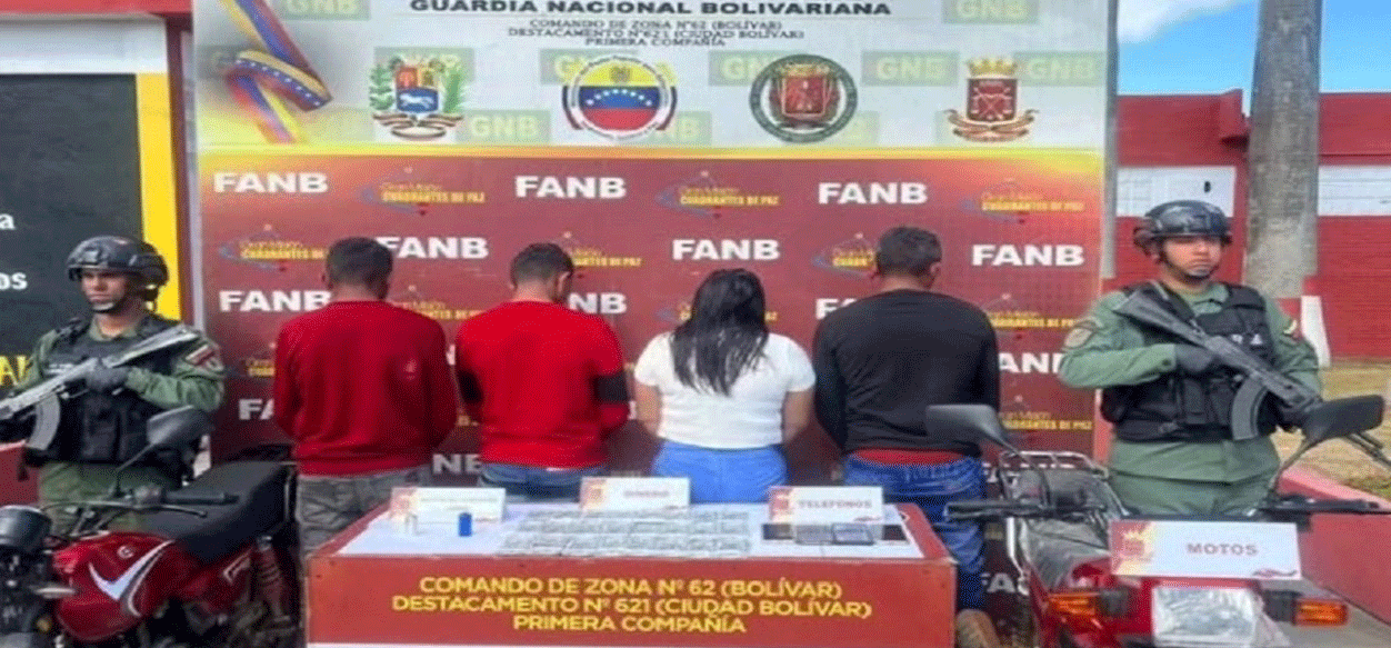 GNB captura a cuatro integrantes del grupo «El Negro Juancho» con miles de dólares en efectivo en Bolívar