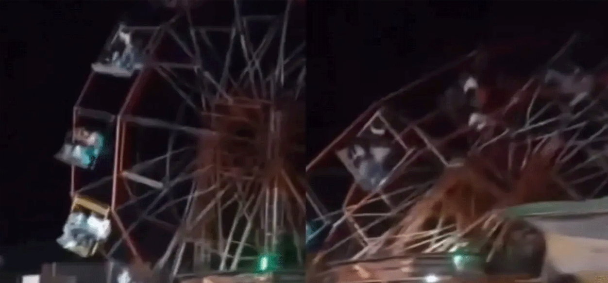 Rueda de la fortuna colapsa con 80 personas a bordo en India