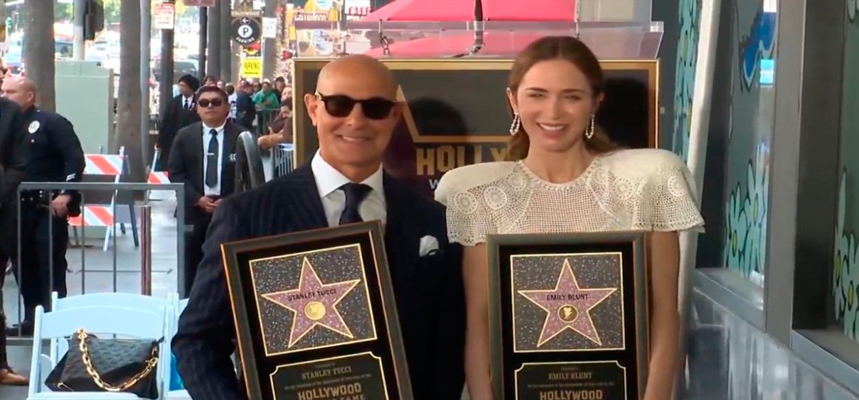 Emily Blunt y Stanley Tucci reciben estrella en el Paseo de la Fama de Hollywood